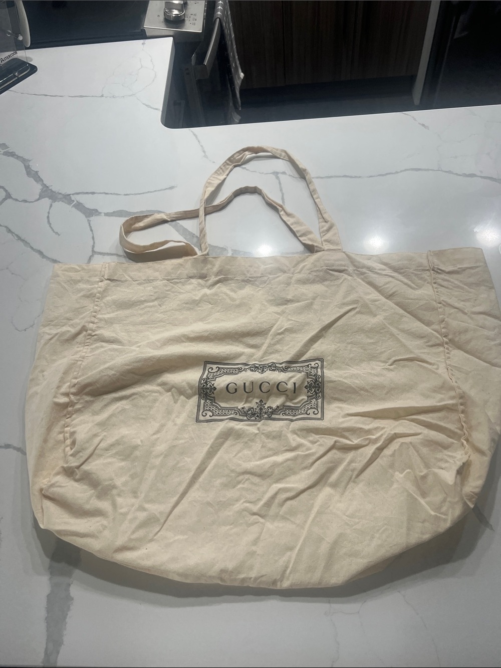 Gucci Beige Canvas Logo Tote